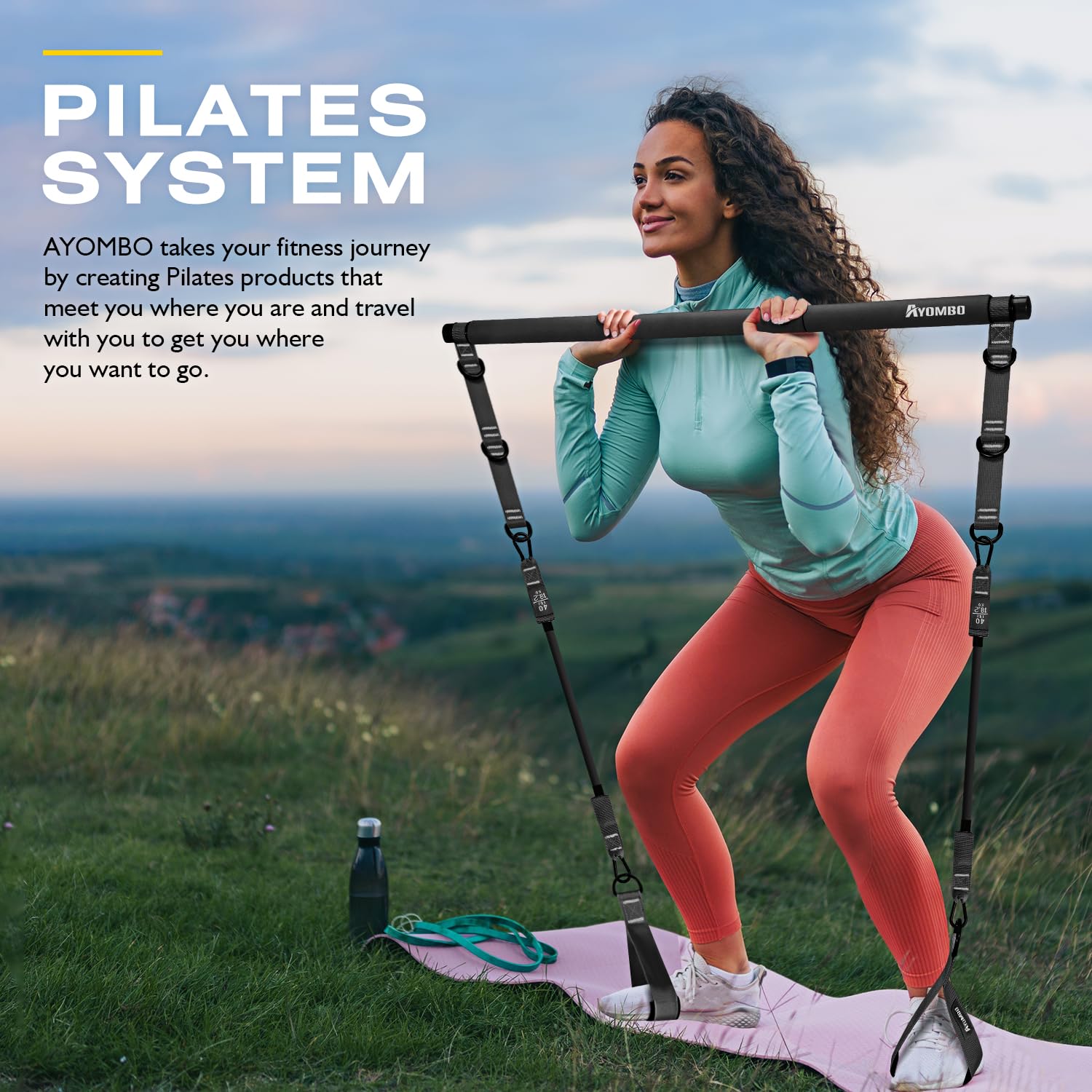 Ayombo Pilates Bar, Multifunctional Pilates Bar Kit with Resistance Bands, Adjustable Fitness