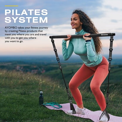Ayombo Pilates Bar, Multifunctional Pilates Bar Kit with Resistance Bands, Adjustable Fitness