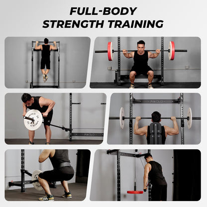 Mikolo 2" x 2" Folding Wall Mounted Squat Rack, 1000 Pounds Capacity Power Rack with Safety