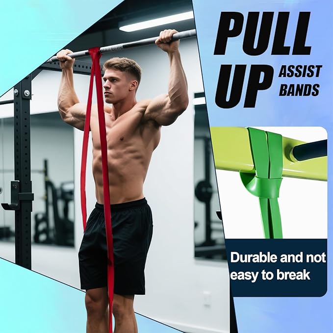 LEEKEY Resistance Bands Set for Pull-Up Assistance & Full-Body Training, Multi-Level Exercise Bands with Bag for Home Workouts, Physical Therapy, Strength Training (Men/Women)
