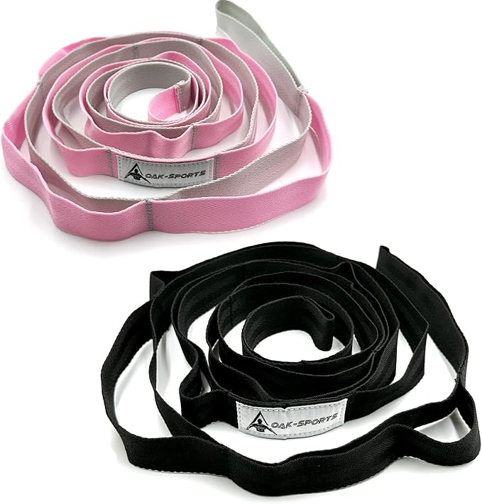 Stretching Strap Yoga Strap with Loops, Stretch Straps for Physical Therapy, Non-Elastic Exercise Strap for Pilates, Dance and Gymnastics with Workout Guide