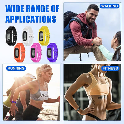 Geyoga 24 Pcs Pedometer for Walking Steps and Miles Pedometer Watch Silicone Steps Tracker Running Bracelet Ankle Step Counter for Calorie Burning and Step Counting