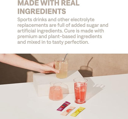 Cure Hydration | Plant-Based Electrolyte Drink Mix | No Added Sugar | FSA-HSA | Dehydration Relief Powder Made with Coconut Water | Non-GMO | Vegan | 28 Packets - Variety Pack