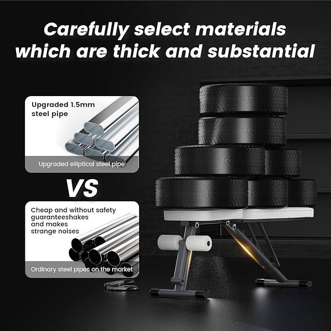 Adjustable Weight Bench for Home Gym,1025 LB Stable Workout Benches for Full Body Strength Training,Dumbbell Exercise,3 Sec Fast Folding Sit up Bench