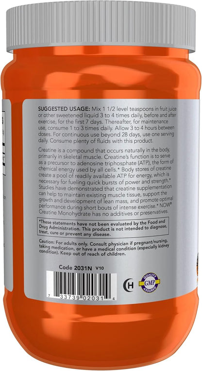 NOW Sports Nutrition, Creatine Monohydrate Powder, Mass Building*/Energy Production*, 21.2-Ounce (Pack of 5)