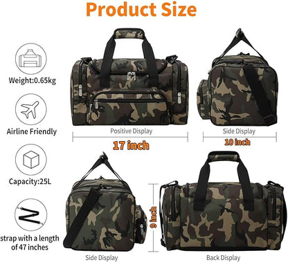 17 inch Small Duffle Bag - Carry On Personal Item Bag for Travel Gym Sport - Camo