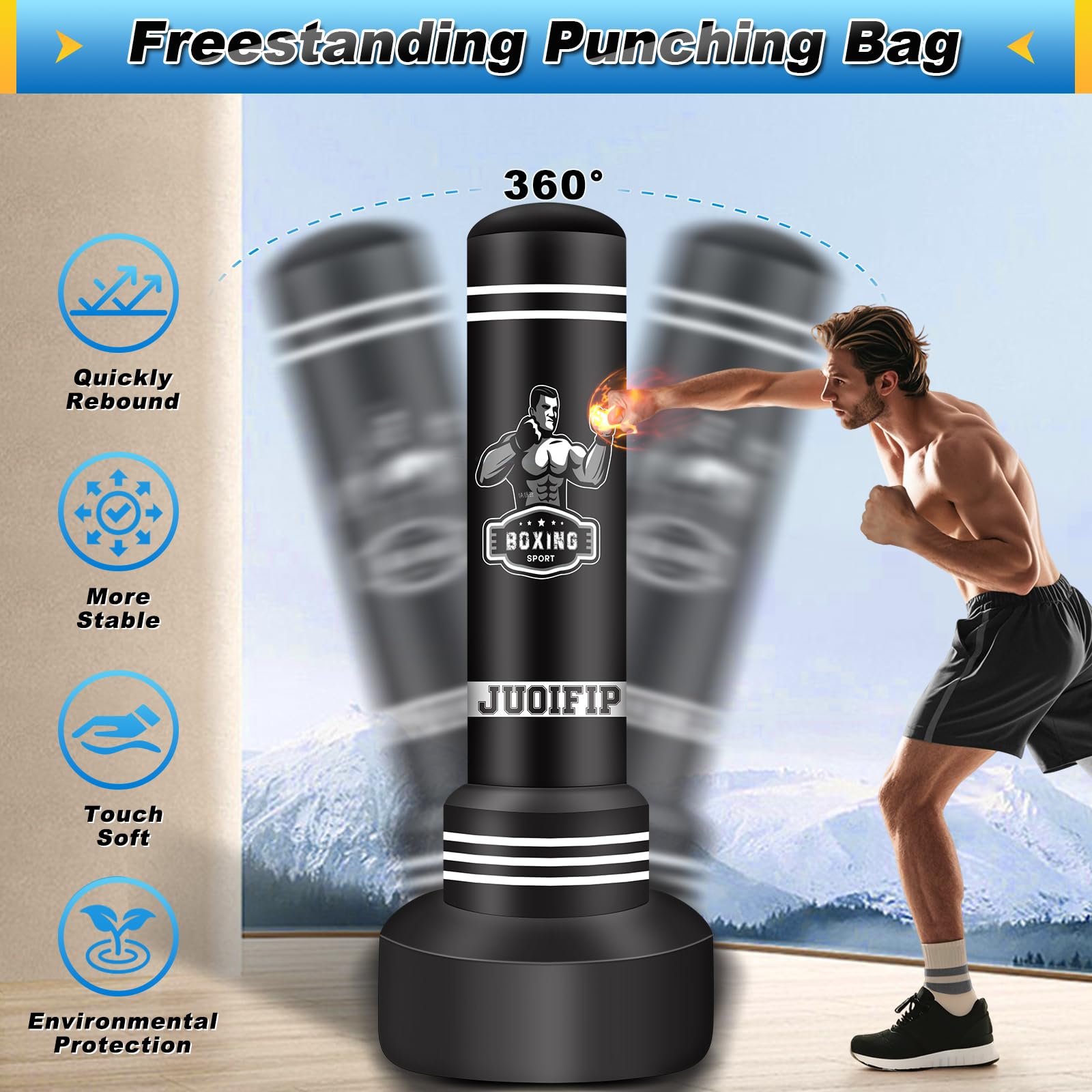 Freestanding Punching Bag for Adults, 70" Inflatable Kicking Bag Boxing Bag
