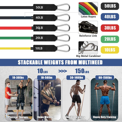 TAIMASI 23Pcs Stackable Resistance Bands Set with Handles Up to 150 Lbs