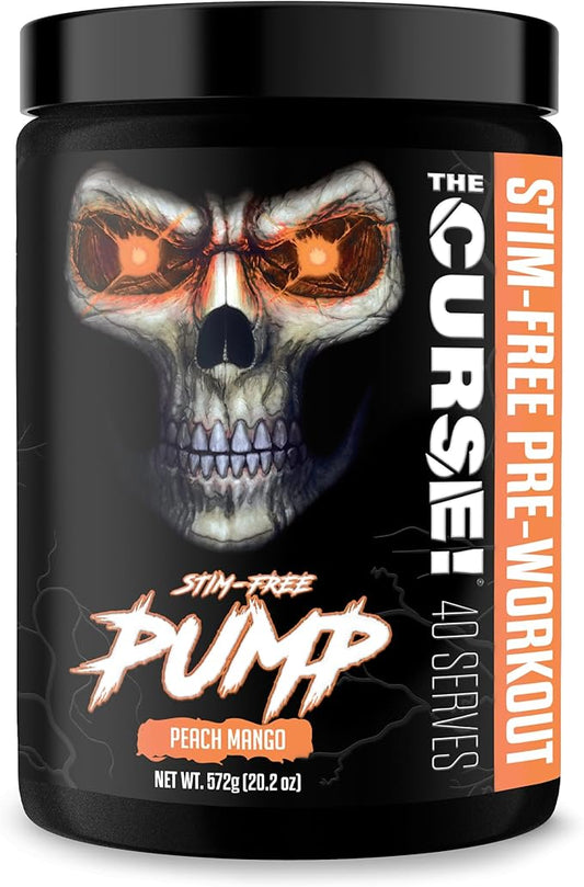 JNX SPORTS The Curse! Pump ??Stim-Free Pre-Workout | Peach Mango 40 Serves | Caffeine-Free Pump Pre
