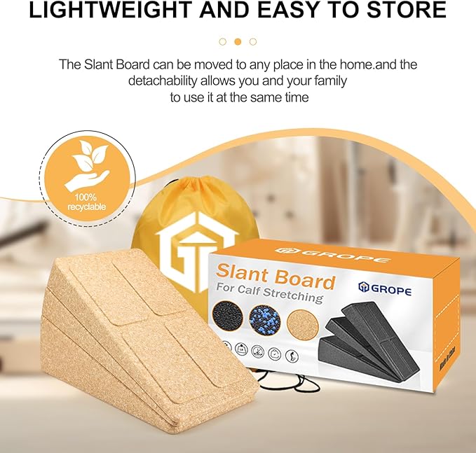 Slant Board Squat Wedge for Calf Stretchingï¼? Pcs 12" x 6.3" Foot Stretcher Balance Board for Plantar Fasciitis, Adjustable Foam Slant Board Wedge Great for Exercises