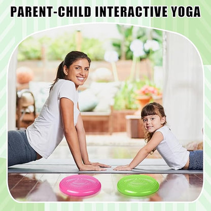 2 Pcs Wiggle Seat Inflated Wobble Cushion Flexible Balance Disc with Air Pump for Core Stability Strengthening Improving Posture Physical Exercise