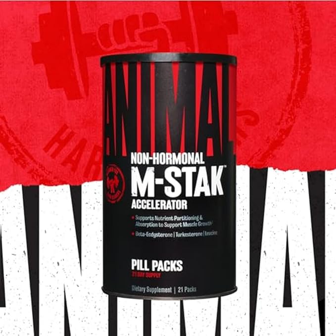 Animal M-Stak - Muscle Builder and Anabolic Mass Gainer Supplement for Bodybuilding - Lean Muscle Growth, Amino Complex and Pre Workout Energy, 21 Packs