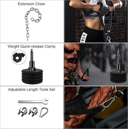ASIEIT Weight Cable Pulley System for Home Gym, Durable Cable Pulley Attachments for Garage Gym, Upgraded Cable Machine for Fitness Enthusiast, Cable Pulley System Gym for Basement Gym Squat Rack