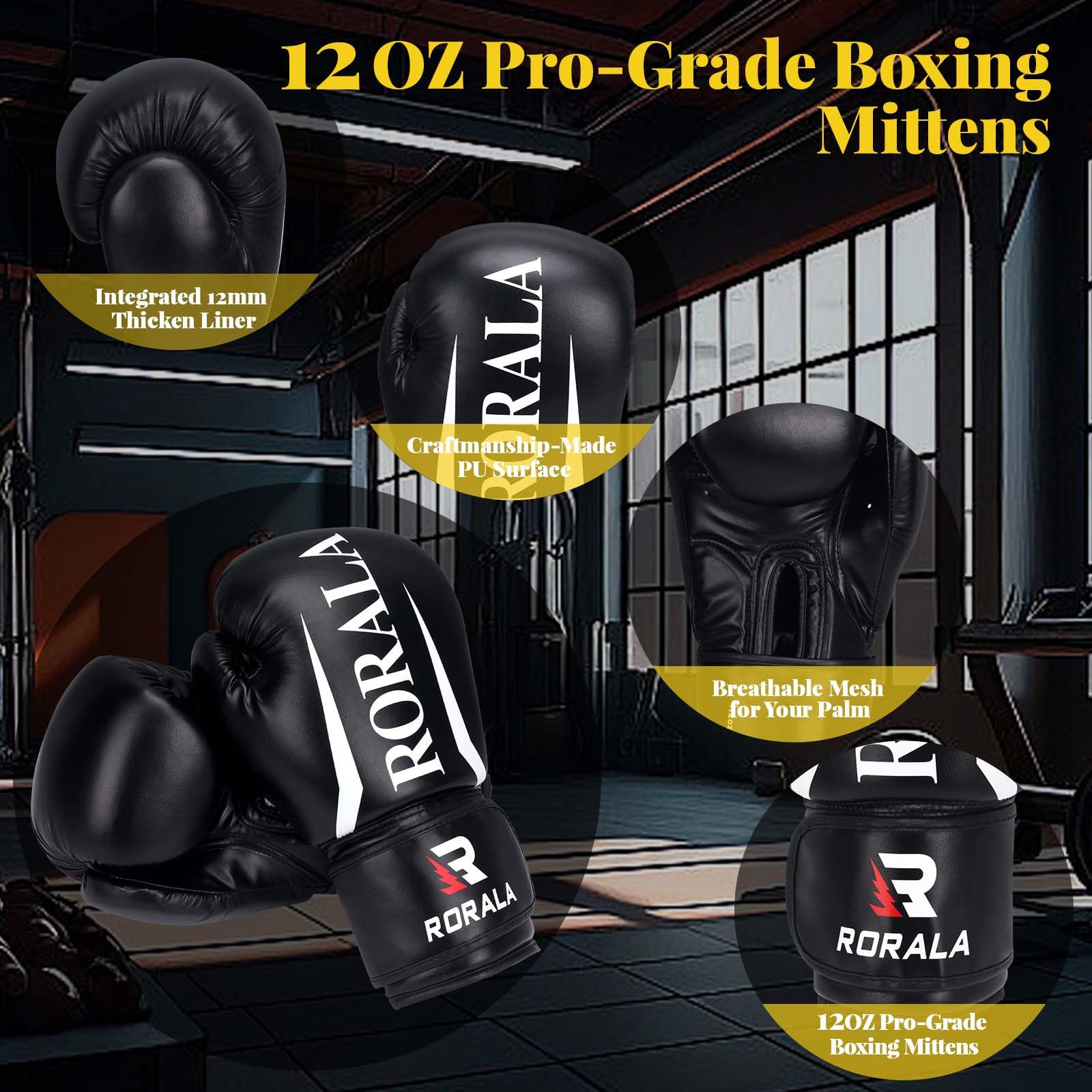RORALA Punching Bag with Stand 70"-203lbs, Freestanding Heavy Boxing Bag Including 12OZ Boxing