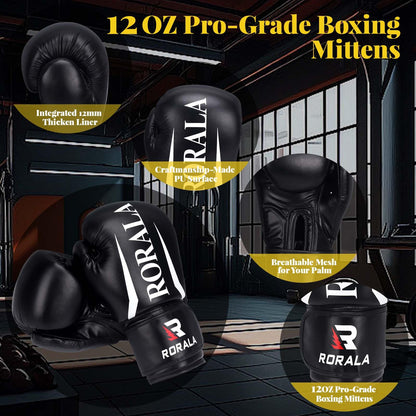 RORALA Punching Bag with Stand 70"-203lbs, Freestanding Heavy Boxing Bag Including 12OZ Boxing