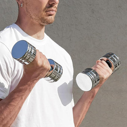 Northdeer Steel Dumbbells Ultracompact & Adjustable Chrome Dumbbell with Foam Handles 5lb 10lb 15lb 20lb 30lb 50lb Home Gym Workout (Choice of Size)
