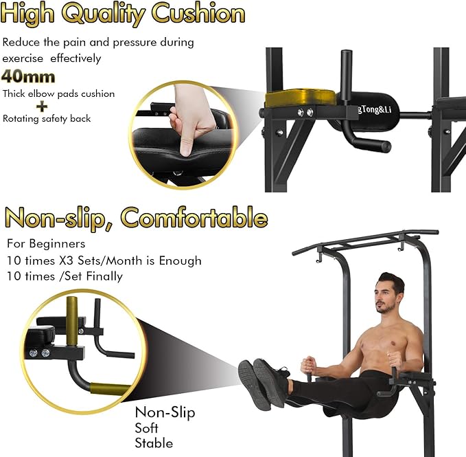 BangTong&Li Power Tower, Pull Up Bar Dip Station/Stand for Home Gym Strength Training Workout Equipment