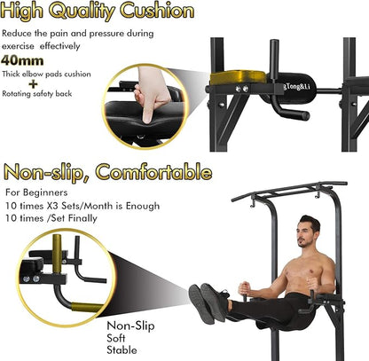 BangTong&Li Power Tower, Pull Up Bar Dip Station/Stand for Home Gym Strength Training Workout Equipment