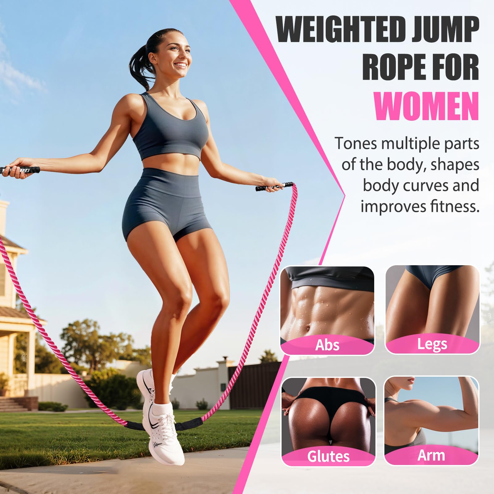 KUZARO Jump Rope, Weighted Jump Rope for Women, Heavy Jump Ropes for Fitness, Home Gym Exercise