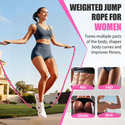 KUZARO Jump Rope, Weighted Jump Rope for Women, Heavy Jump Ropes for Fitness, Home Gym Exercise