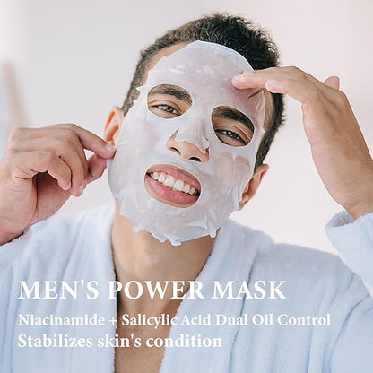 10PCS Face Sheet Mask Skin Care Set for Men,Moisturizing Sheet Facial Masks,Long-lasting Oil Controlling Facemask Skincare,Non-greasy and Hydrating Face Masks Skincare Set for All Skin Types