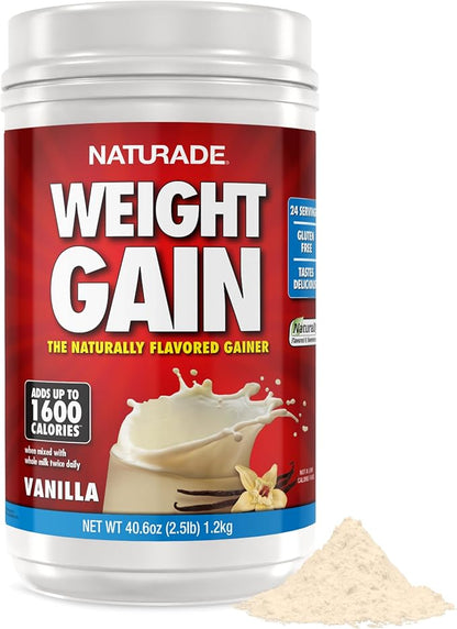 Naturade All-Natural Weight Gain Instant Nutrition Drink Mix, Vanilla, 40.6 Ounce