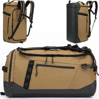 Large Travel Duffle Bag Backpack for Men Women 70L Big Sports Gym Bag with Shoe Compartment Heavy Duty Duffel Bags with Padded Straps for Weekend Overnight Camping, Brown