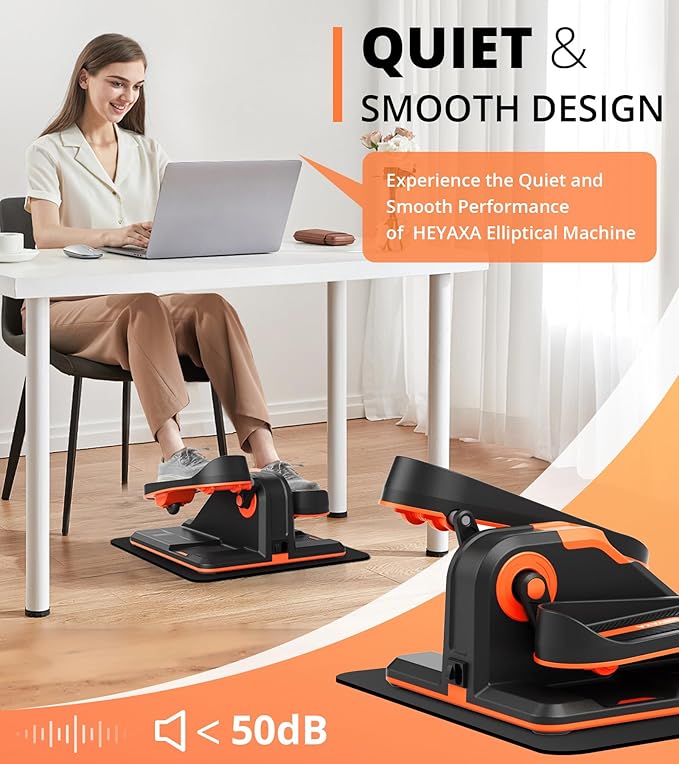 Under Desk Elliptical, Electric Ellipse Leg Exerciser While Sitting for Seniors Adults, Portable Elliptical Machine with LCD Display, Remote Control, Anti-Slip Mat