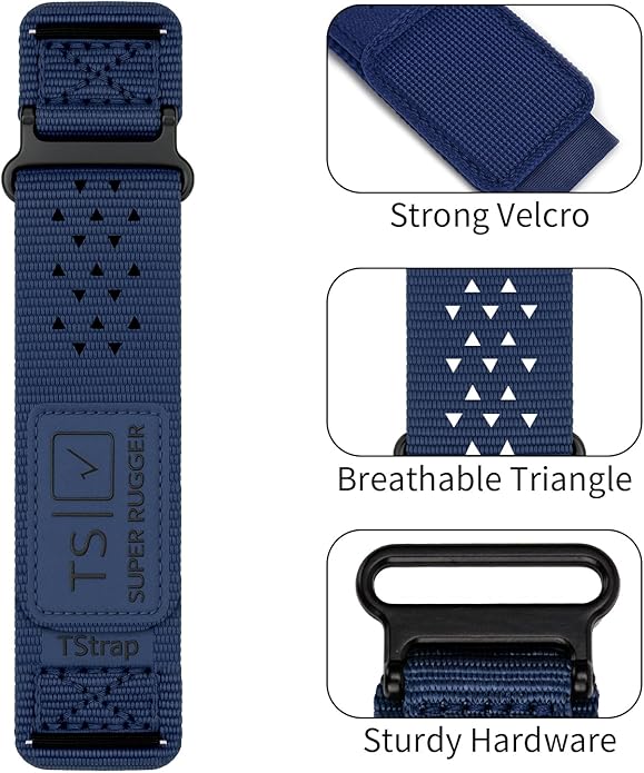 TStrap Nylon Sport Watch Band - Black Quick Release Watch Straps for Men Women - Athletic Military Smart Watch Bracelet Replacement - Correa para Reloj Hombre - 18mm 20mm 22mm