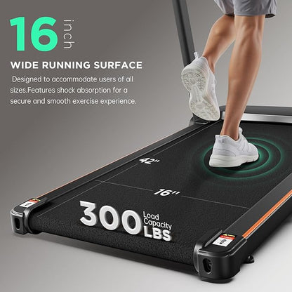 Treadmill with 0-15% Auto Incline, 3.5HP Quiet Brushless Foldable Treadmills for Home, Small Space Portable Running Walking Machine, 300 Lbs Capacity with Bluetooth APP & Pulse Monitor