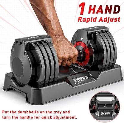 25/55lbs Adjustable Dumbbells Set, Dumbbells with Anti-Slip Metal Handle for Exercise & Fitness Fast Adjust Weight for Full Body Workout Fitness
