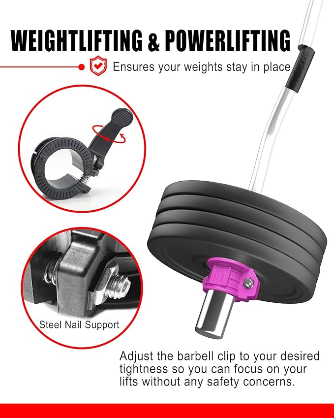 Olympic Barbell Clamps 2 inch Adjustable Barbell Clips Quick Release Pair of Locking Weight Clips for Bars