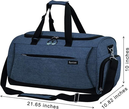 Kuston Sports Gym Bag with Shoes Compartment &Wet Pocket Gym Duffel Bag Overnight Bag for Men and Women