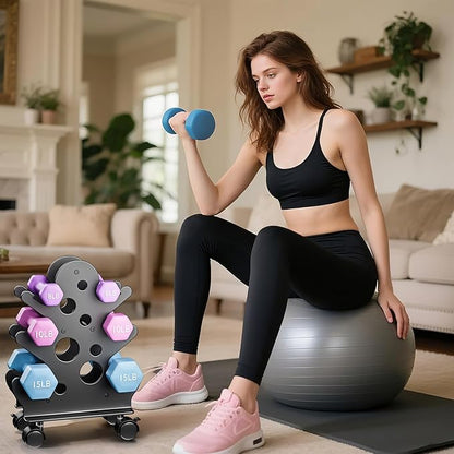 Dumbbell Rack Stand Only(Dumbbells Not Included) - Dumbbell Storage Rack with/without Wheels, Space Saver for Home Gym.