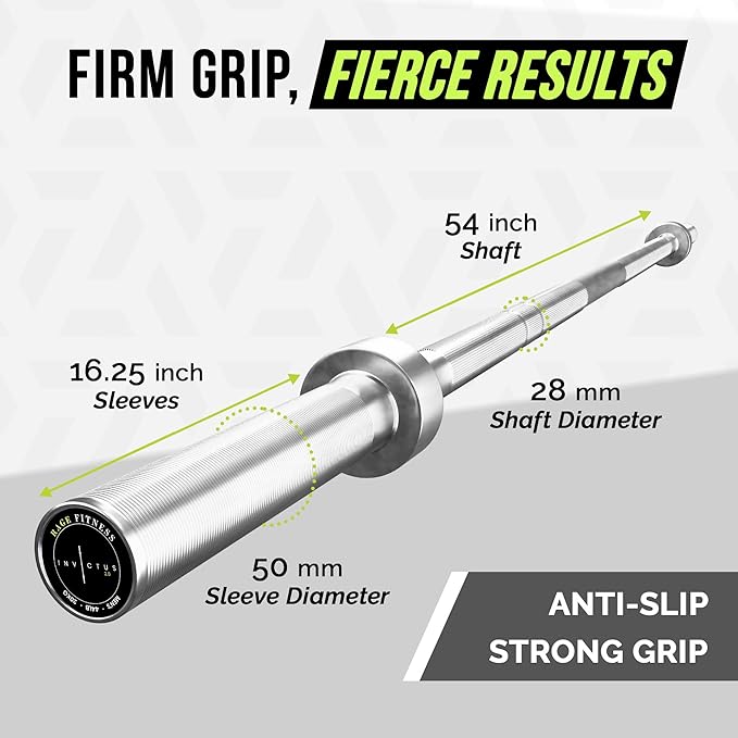 Invictus Men’s Barbell (7FT) (44LBS Bar Weight) (1500LBS Weight Capacity) Weight Training Barbell, Home Gym Fitness Essential, Strength Training Workout Bar, Portable Exercise Equipment