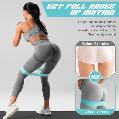 12 Pcs Latex Resistance Loop Exercise Bands for Booty Workout Stretch Exercise Bands Non Slip for Legs Squat Resistance Loop Women Men Starter Butt Hip Thigh Fitness