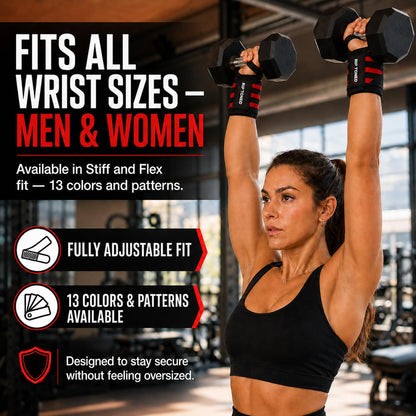 Rip Toned Wrist Wraps for Weightlifting - USPA & USAPL Approved - Stiff or Flex - 18" Gym Wrist