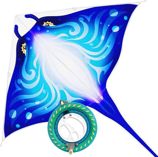 Mint's Colorful Life Devil Fish Kite for Kids and Adults，Easy to Fly Delta Kites Single Line Large