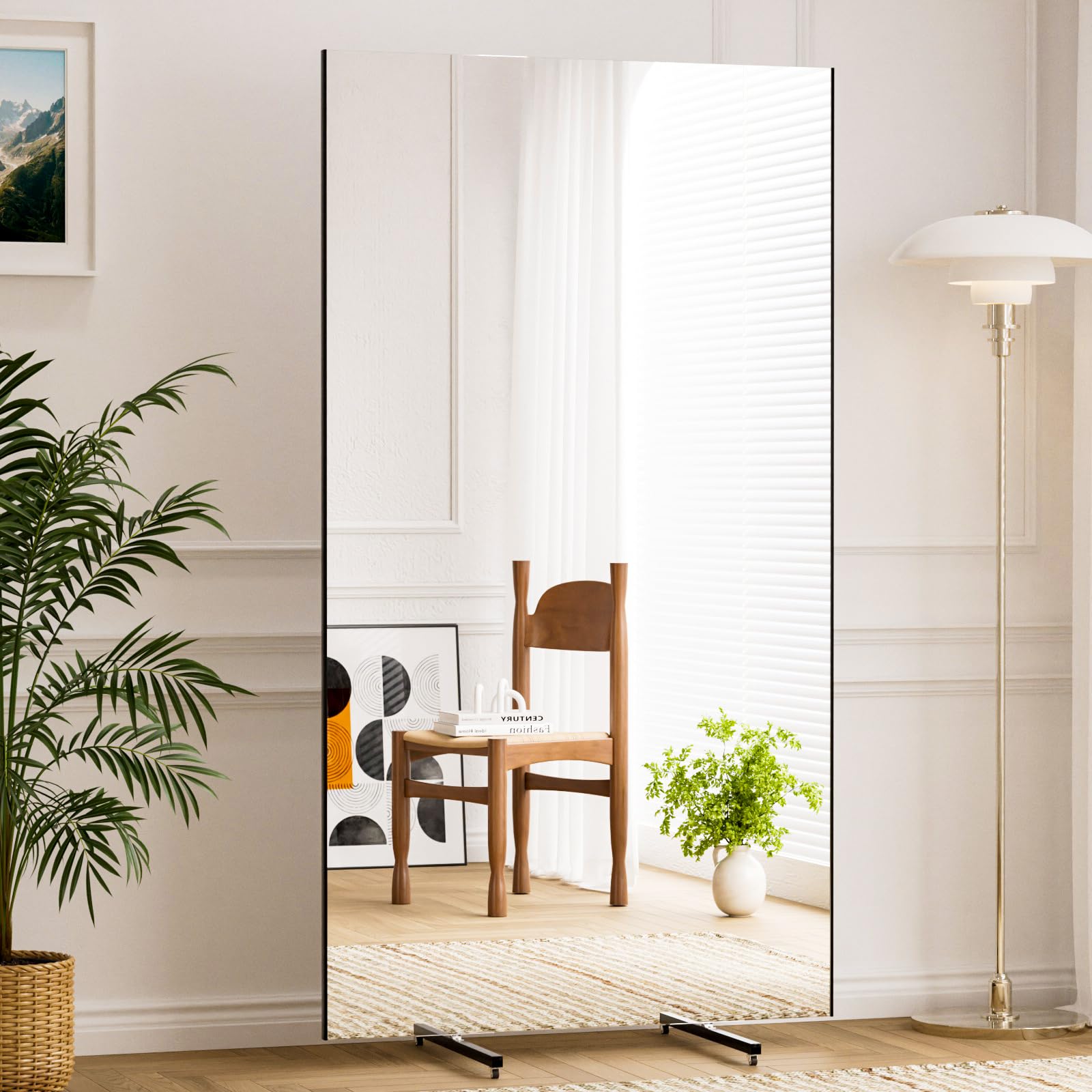 brisafe Rolling Full‑Length Gym Mirror with Wheels, 67" x 39"Oversized Shatterproof Nano