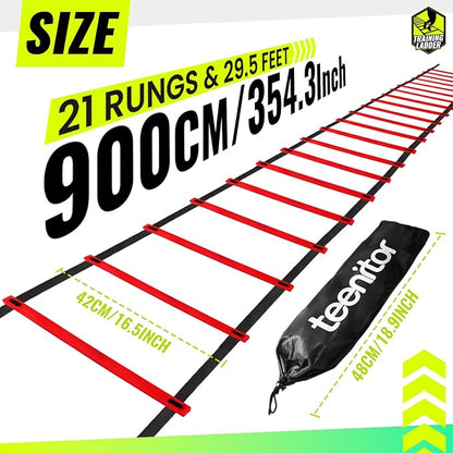 Teenitor Agility Ladder Speed Ladder Training Ladder for Soccer, Speed, Football Fitness Feet Training Carry Bag Agility Training Equipment 13 rungs, 23 feet
