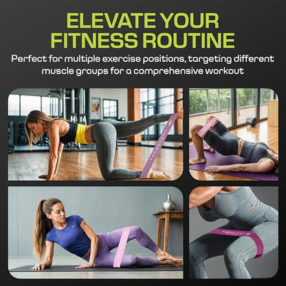 Fabric Resistance Bands for Working Out with 5 Strength Levels - Extra Light to Extra Heavy, Thick Resistance Workout Bands for Legs, Glutes, Hip, Stretching, Strength Training, and Physical Therapy