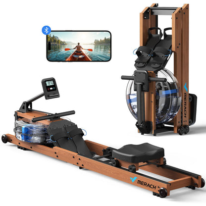 Merach R280 Water Rowing Machine, Foldable & Space-Saving, 400lbs Capacity