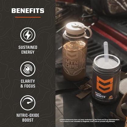 MTN OPS Ignite Trail Packs Energy Drink Powder, Gluten Free Nootropic Supplement Drink Mix, L Arginine, L Citrulline, Caffeine & Nootropic Sugar Free Drink Mix, 20 Servings, Pink Lemonade