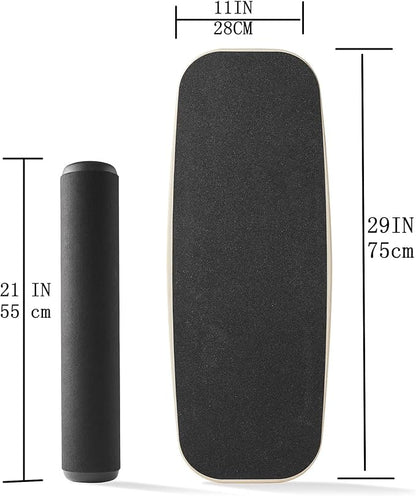 Balance Board Surf Trainer with Adjustable Stoppers - 2 Different Distance Options Balance Board for Surfing, Snowboarding, Skiing, Skateboarding, 300lbs Capacity