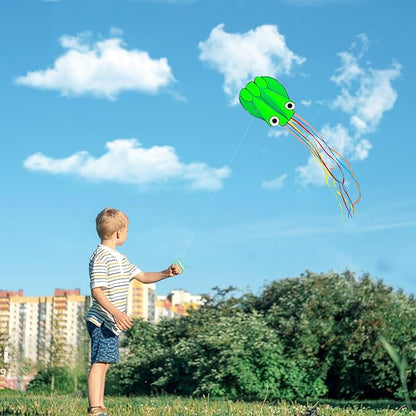 Octopus Kites for Kids & Adults Easy to Fly, 24”x 158” Large Soft Kite Kit for Boys and Girls, Single Line 3D Beach Kite Set for Teens,Perfect for Outdoor Activities