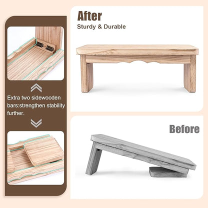 Meditation Bench - Yoga Bench,Wooden Zen Meditation Stool Kneeling Bench for Mindfulness Practice Tea Ceremony and Relaxation Ergonomic Design for Comfort and Support Household，Light Wood