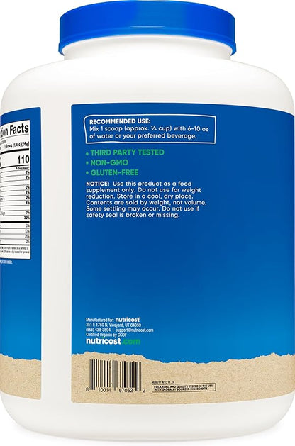 Nutricost Organic Pea Protein Isolate Powder (5LBS) - Unflavored, Certified USDA Organic, Protein from Plants, Vegetarian Friendly, Gluten Free, Non-GMO
