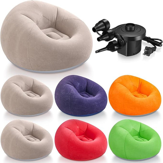 Realspring 6 Pcs Bean Bag Chairs for Adults Inflatable Chairs with Electric Air Pump,Blow up Couch