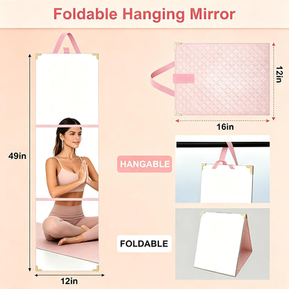 SAFEE MRROR Foldable Full Length Travel Mirror, (48in x 12in) Portable Shatterproof Hanging