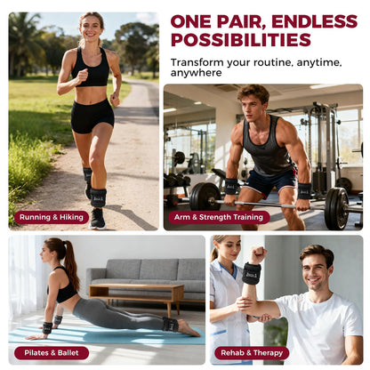 BAGAIL Ankle Wrist Weights for Women & Men, Set of 2 (1 lb Each, 2 lbs Total), Wearable Leg Arm